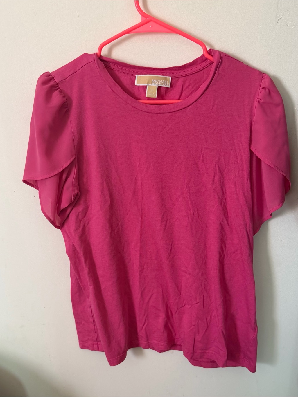Michael Kors Pink Flutter-Sleeve Top